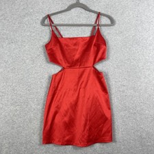 Lucy in the Sky Red Cutout Mini Dress Womens Size S Satin Party Night Out Y2K
