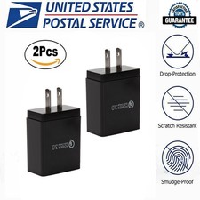 2Pack QC 3.0 USB Hub Wall Charger 3 Port Fast Quick Charge Power Adapter US Plug