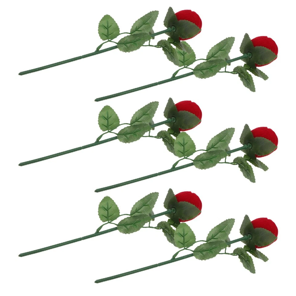 6 PCS Wedding Ring Box Engagement Red Rose Case Rings Bearer Holder - Image 3 of 4
