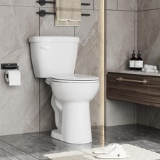 Two-Piece Elongated Toilets 1.28 GPF Powerful Single Flush with Soft Close Seat