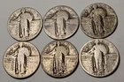 Standing Liberty Silver Quarter 6-Coin Lot SIX 1925-1930 Circ.