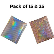 Holographic Bubble Mailers Metallic Shipping Bags padded Envelopes 15 25 Pack