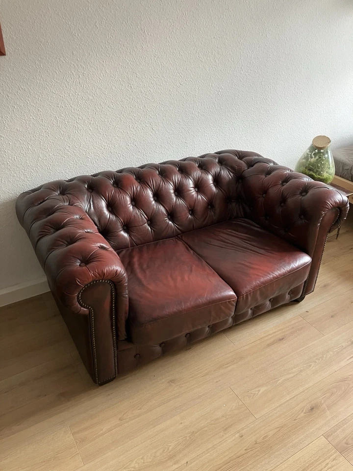 Chesterfield Ledersofa Vintage Zweisitzer Sofa - Bild 4 von 4