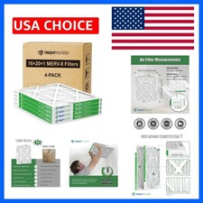 16x20x1 Air Filter 4 Pack, Durable MERV 8 Pleated Home HVAC AC Furnace Filter...