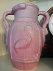 Vintage Niloak Art Pottery Mulberry "Ozark Dawn Glaze" with Molded Flaming Vase