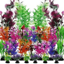 Large 25pcs Aquarium Fish Tank Plastic Plants Pink Tree Ornament Plant Set UK