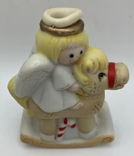 Twinkle Tree Rocker Angels In White Robe Riding Tan/Yellow Horse Jasco Box Inclu