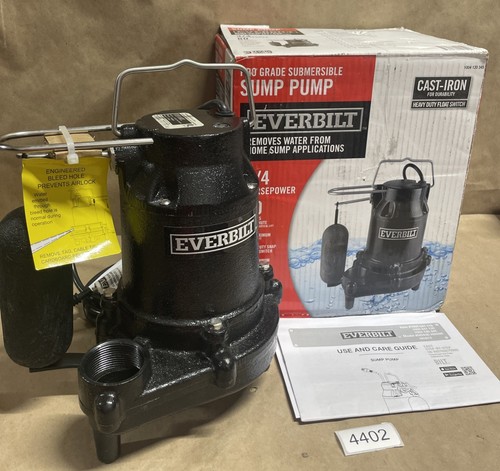 EVERBILT 1004120345 ~ Professional Sump Pump ~ Cast Iron 3/4 hp 80 GPM