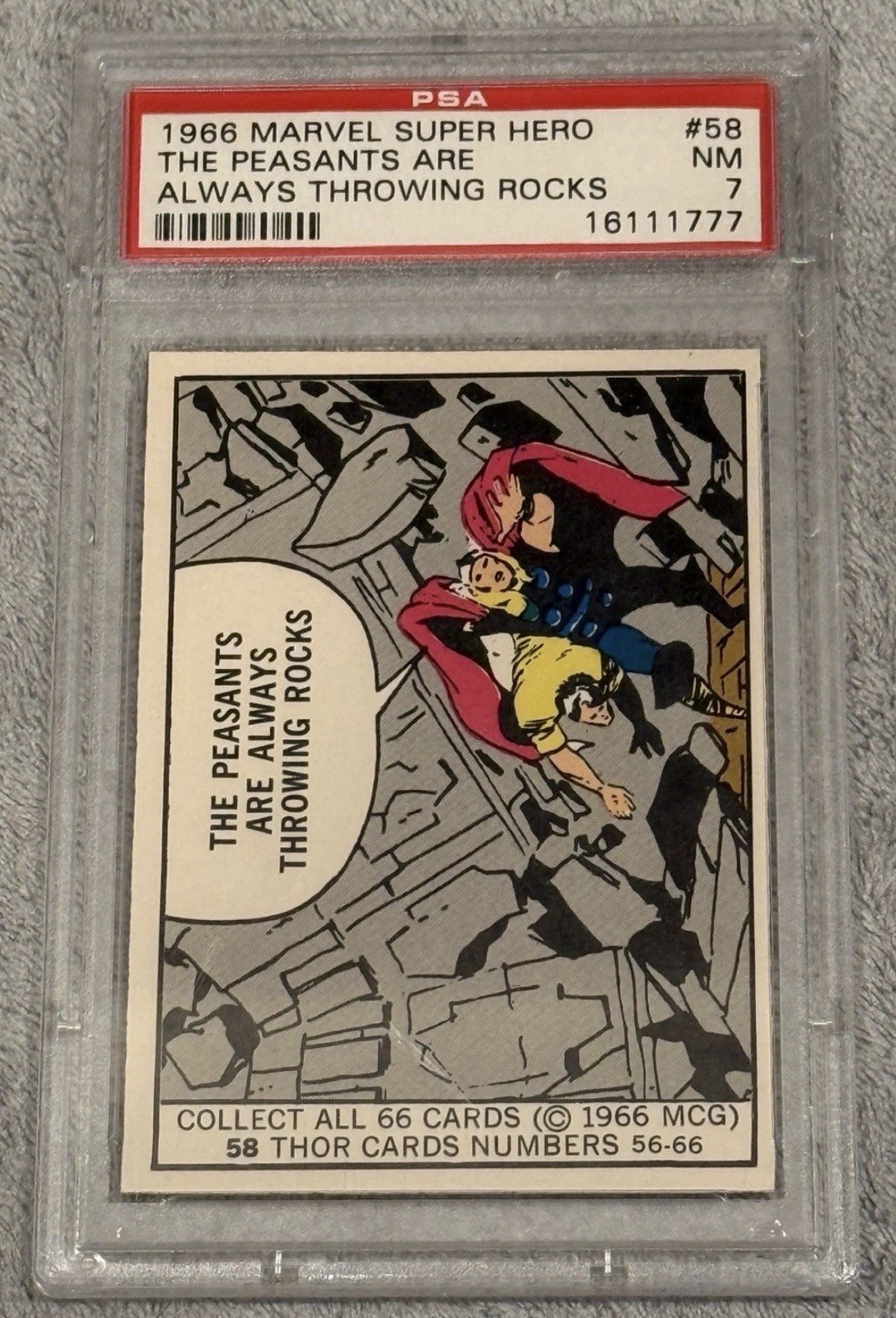 1966 Marvel Super Heroes Donruss - Peasants Always Throwing Rocks #58 Thor PSA 7