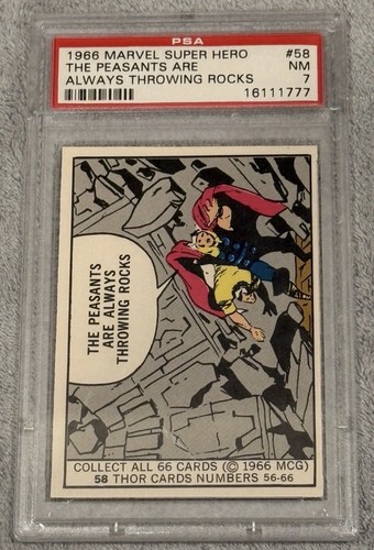1966 Marvel Super Heroes Donruss - Peasants Always Throwing Rocks #58 Thor PSA 7