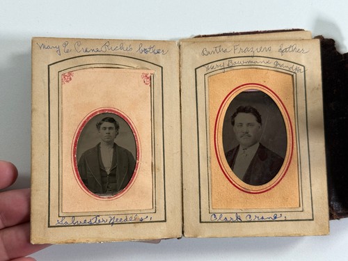 Antique Tintype Photo Album (20+) LONG crane HARRIS needles BROWN bowman FRAZIER - Picture 8 of 15