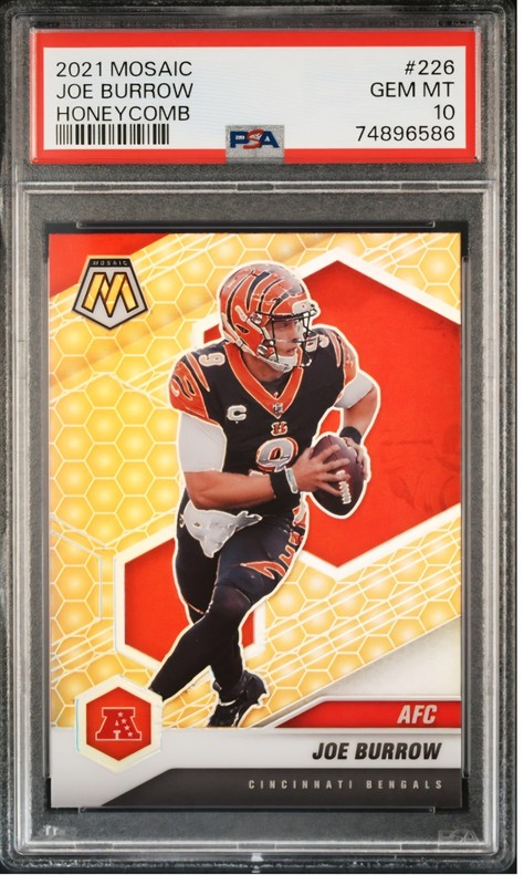 2021 PANINI MOSAIC JOE BURROW #226 HONEYCOMB PIZM PSA 10 ROOKIE LOW POP BENGALS