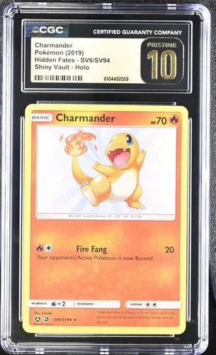 CGC 10 PRISTINE Charmander SV6/SV94 2019 Hidden Fates Shiny Vault Holo