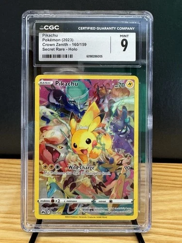 2023 Pokémon Crown Zenith Pikachu Secret Rare Holo #160/159 CGC 9