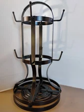 8 Cup Bronze Metal Coffee Mug Holder Storage Rack Stand Round Spins Lazy Susan