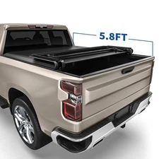 5.8ft Tri-Fold Tonneau Cover For 2019-2026 Chevy Silverado Sierra 1500 Truck Bed