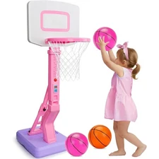 Adjustable Kids Basketball Hoop for Toddlers Indoor Outdoor Play with 3 Balls
