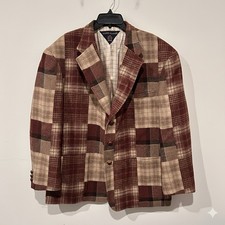 Vintage Tommy Hilfiger Patchwork Plaid Blazer ACTWU Union USA No Size Tag