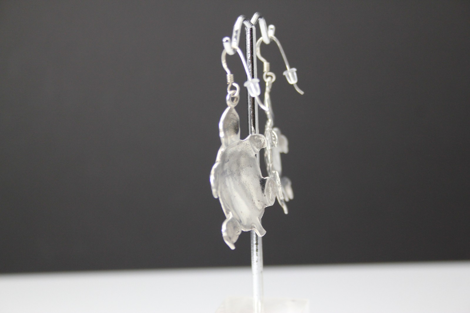 925 Sterling Silver Large Turtle Dangle Earrings … - image 3