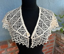 Antique Bertha Style Large Edwardian Collar Handmade Maltese Lace