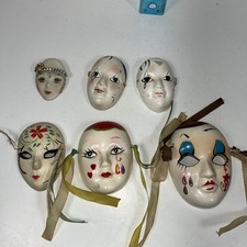 Ceramic Mardi Gras Mask Wall Decor , New Orleans Lot Of 6