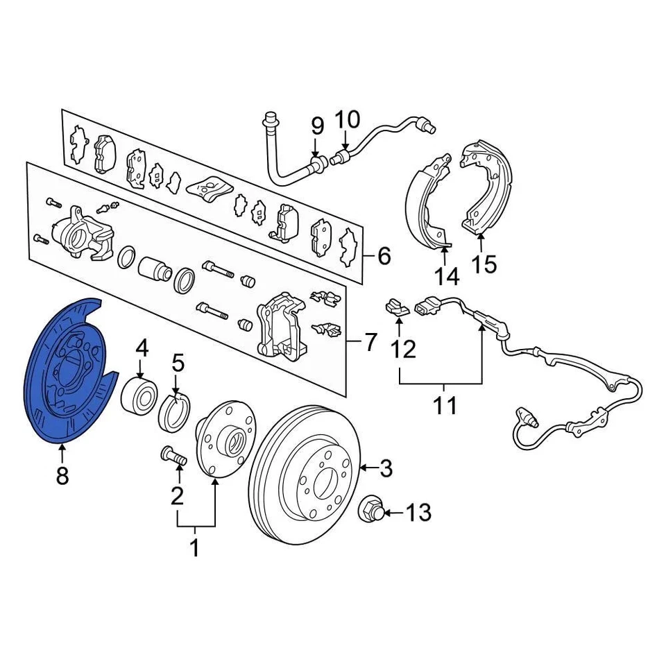 For Honda Pilot 2003-2008 Honda 43110S3VA01 Rear Right Brake Backing Plate Foto 2 de 2