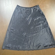 Lauren Ralph Lauren 100 Silk Black A-Line Skirt Size 12 Fully Lined