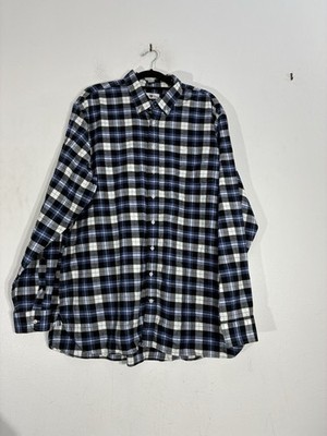 Alan Paine England Men s Flannel Shirt XXL Blue Black  Plaid Cotton Long Sleeve