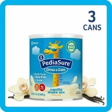 PediaSure Grow & Gain Shake Mix Powder, Vanilla 14.1 Ounce (Pack Of 3 Cans)
