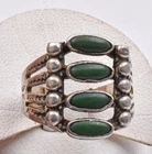 Vintage Sterling Silver Natural Green Stone Native American Hand made ring sz6.5