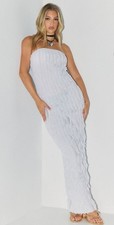 White Ruffle Bandaeu Maxi Dress- Small