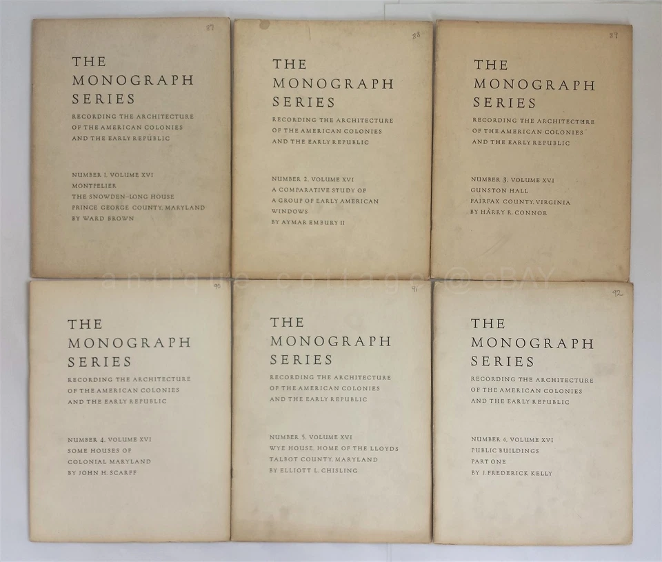 LOT 1930s antique 6pc MONOGRAPH SERIES xvi MONTPELIER SNOWDEN-LONG LLOYDS TALBOT - Image 2 of 4