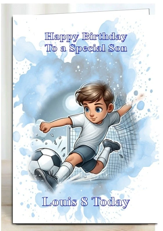 Tarjeta de cumpleaños personalizada fútbol hijo nieto sobrino amigo hermano Foto 2 de 4