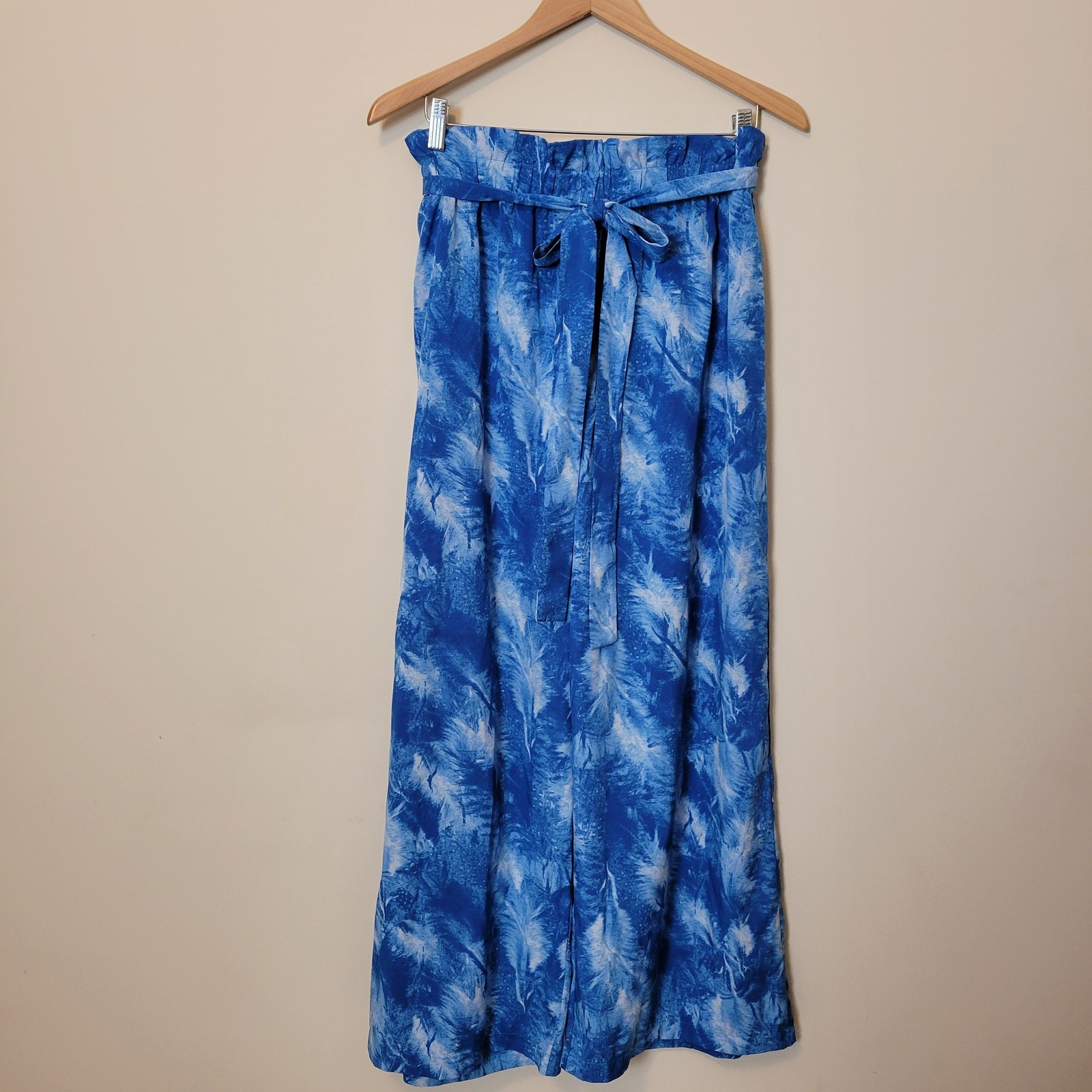 Hanna Nikole Sz 22W Palazzo Wide Leg Pants Tropical Belted Pull On Elastic Waist