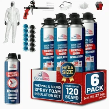 BondXtra Spray Foam Insulation Kit (6 x 32.80 oz/930gr -120 Brd ft) Self-Expandi