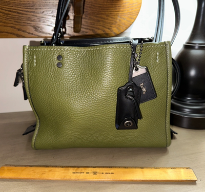 COACH 1941 Rogue 25 Pebbled leather satchel bag purse 54536 Olive