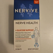 Nervive Nerve Health Glucose Support Promotes Healthy Blood Tablets Exp 03/2027+