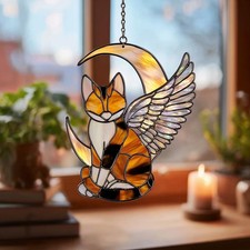 Tortoiseshell Angel Cat Acrylic Suncatcher, Pet Memorial Window Hanging Gift