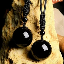 2PCS Rainbow Obsidian Pendant Minimalist Protection Crystal Spiritual Necklace