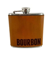 Bourbon Handmade Leather Hip Flask Holster & 6 oz Stainless Steel Flask Made USA
