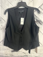 Express Design Studio Women  s Black Formal Vest 12 Preppy Business