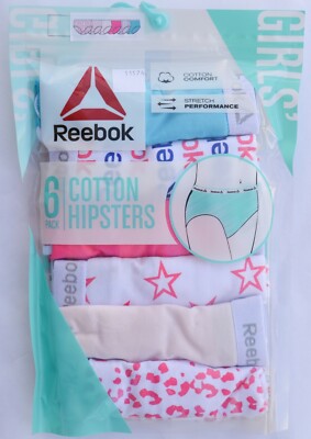 Reebok #11174 NEW Girls' 6 Pack Stretch Performance Hipster Underwear