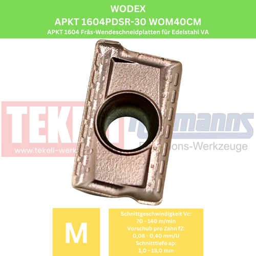 10 x WODEX APKT 1604PDSR-30 WOM40CM Fräsen Wendeschneidplatten Edelstahl VA