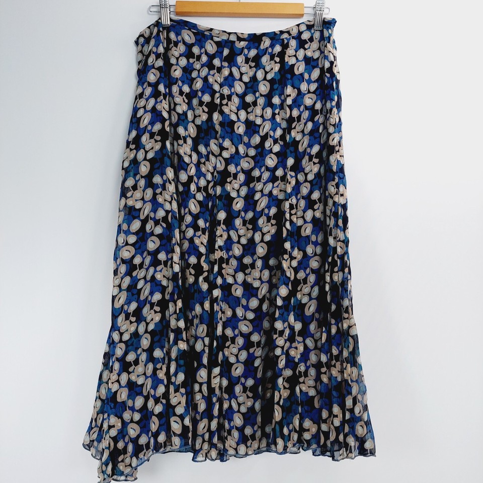 Wombat Skirt Womens Size 14 Blue Tones Flowy Circle Lined Lightweight