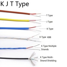 K J T Type 2 Cores Shielded Wire PTFE Thermocouple Cable Insulation 5 Colors