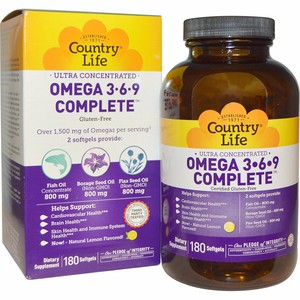 Country Life Ultra Concentrated Omega 3-6-9 Complete Natural Lemon 180 15794041023 | eBay