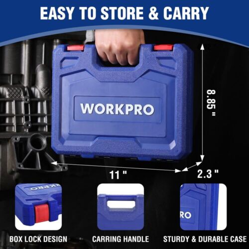 WORKPRO 14PCS 1/2" Drive Deep Impact Socket Sets 10mm-27mm w/Case 6-Point Metric - Picture 4 of 8