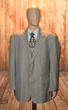 Brooks Brothers Men 100 Wool Check Tan Black 3 Button Sports Coat Sz 46L