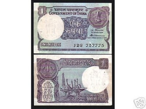 INDIA 1 RUPEE P-78 1985-1986 OIL REFINERYx 1000 Pcs BUNDLE COIN on NOTE UNC TONE - Picture 3 of 3