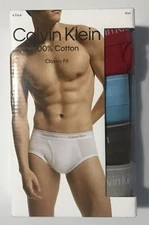 Calvin Klein 100% Cotton 4 Pack Briefs-Classic Fit-Men's Size 2XL (45-48) NEW